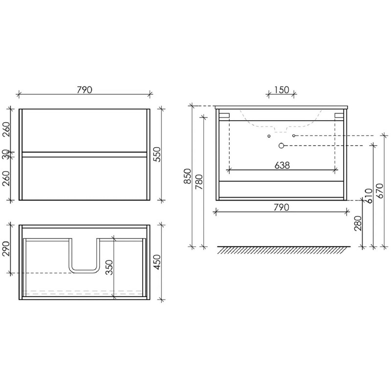 Тумба подвесная SANCOS Urban 790х450х550, c двумя ящиками оснащенными доводчиками, Светлое дерево , арт. UR80ECH