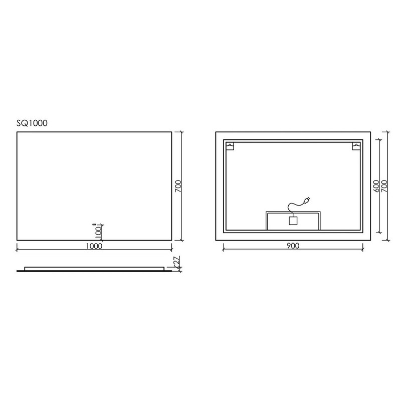 Зеркало для ванной комнаты SANCOS SQUARE 1000х700 с подсветкой, арт. SQ1000