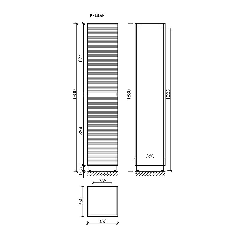Шкаф-пенал напольный SANCOS Folk Floor, 350х350х1880 мм, цвет Grey soft, арт. PFL35FGS