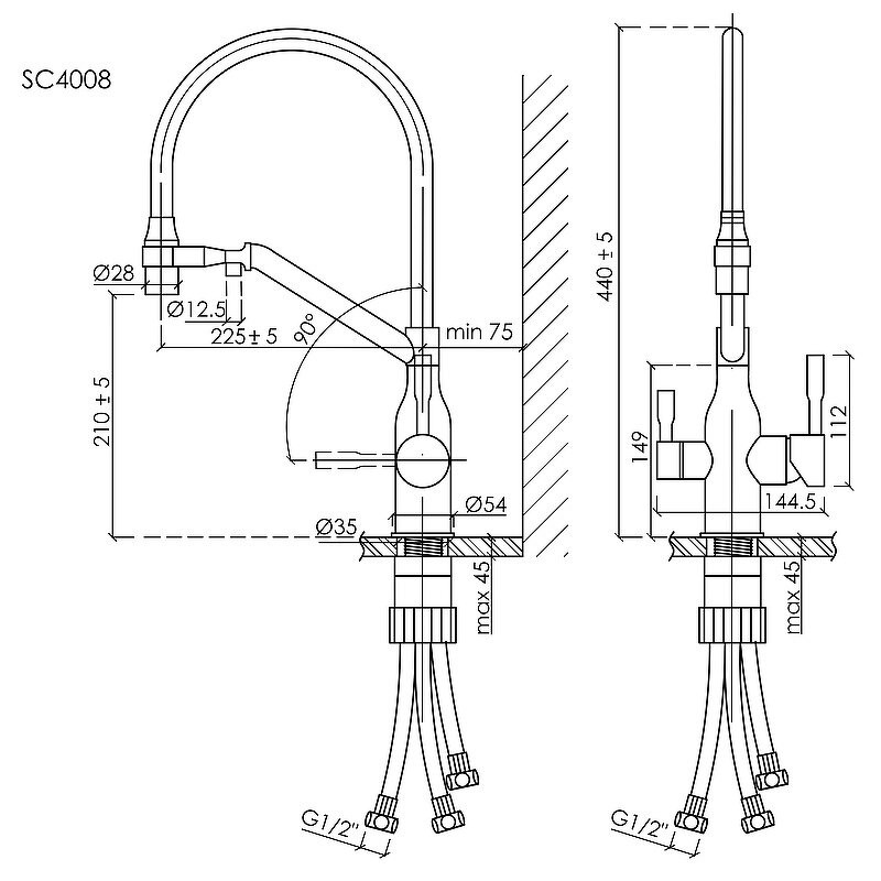 Смеситель для кухни SANCOS Orta с возможностью подключения фильтра для воды, цвет брашированный никель, арт. SC4008BN