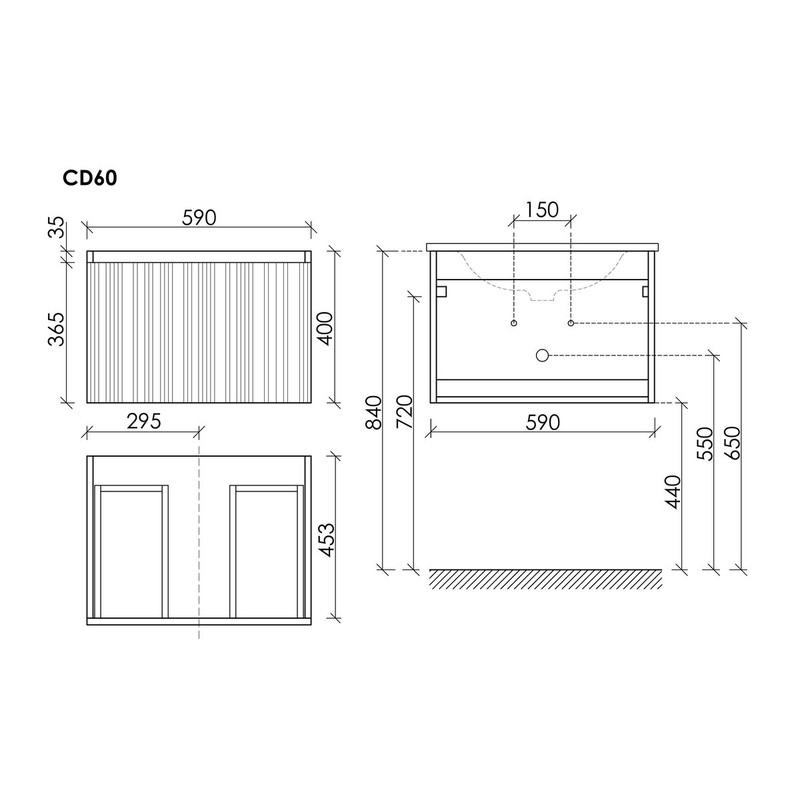 Тумба подвесная SANCOS Code 590х453х400, c одним  ящиком оснащенным доводчиками, цвет серо- бежевый , арт. CD60GB