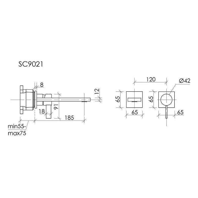 Смеситель для раковины SANCOS Linn c внутренней частью, черный матовый, арт. SC9021MB
