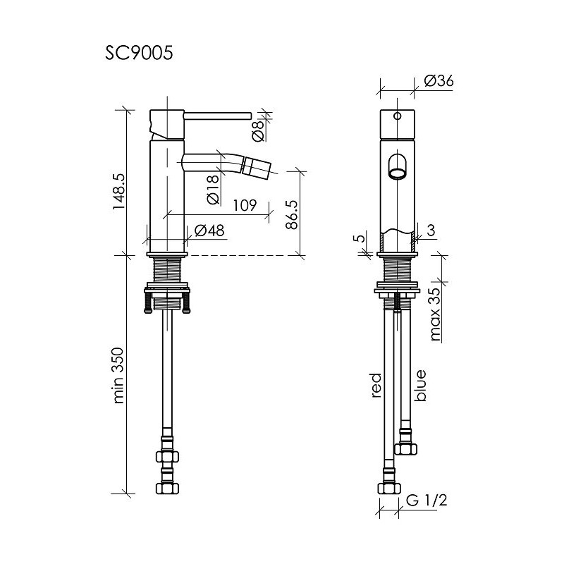 Смеситель для биде SANCOS Etna, вороненая сталь, арт. SC9005GG