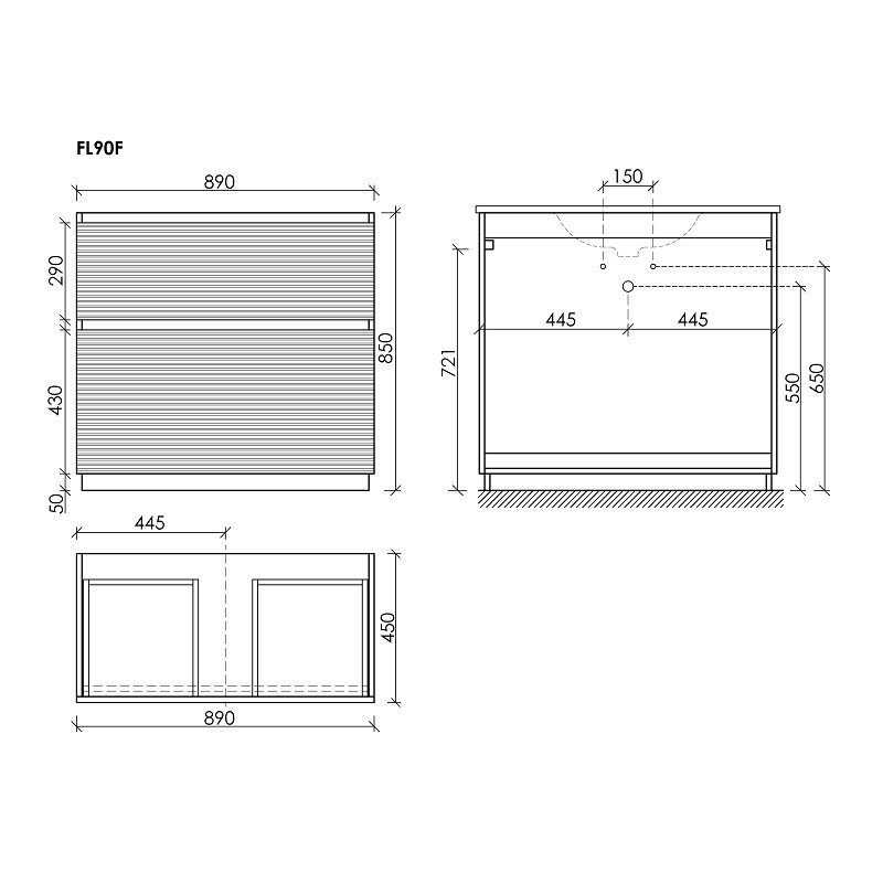 Тумба напольная SANCOS Folk Floor 890х445х850, c двумя ящиками оснащенными доводчиками, Капучино, арт.FL90FCP