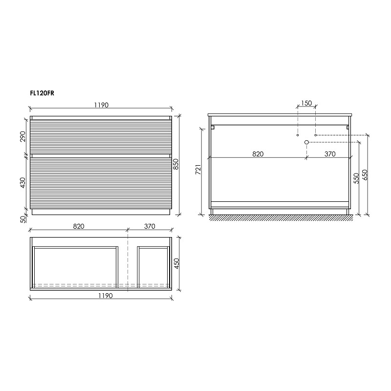 Тумба напольная SANCOS Folk Floor левая 1190х445х850, c двумя ящиками оснащенными доводчиками, Капучино, арт.FL120FLCP