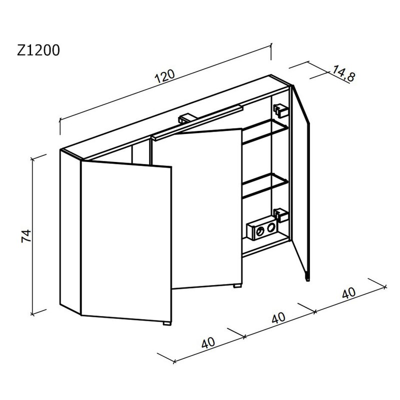 Зеркальный шкаф для ванной комнаты  SANCOS Hilton 1200x148х740 мм, с LED подсветкой,арт. Z1200