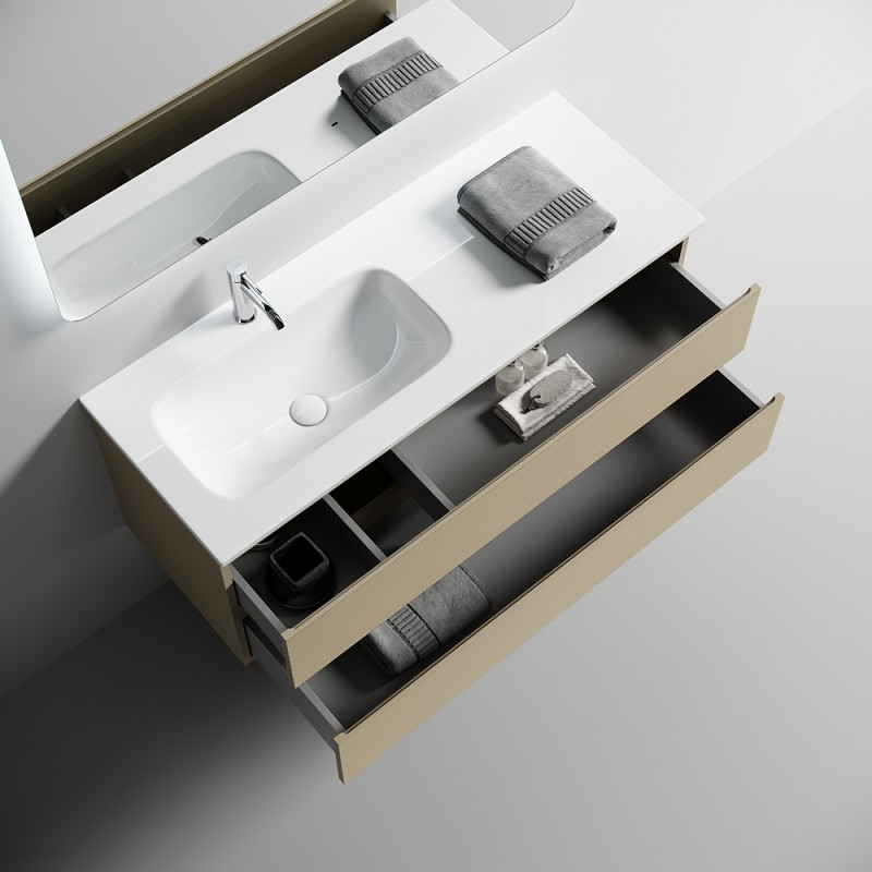 Тумба подвесная SANCOS Folk правая 1190х445х500, c двумя ящиками оснащенными доводчиками, Капучино, арт.FL120RCP