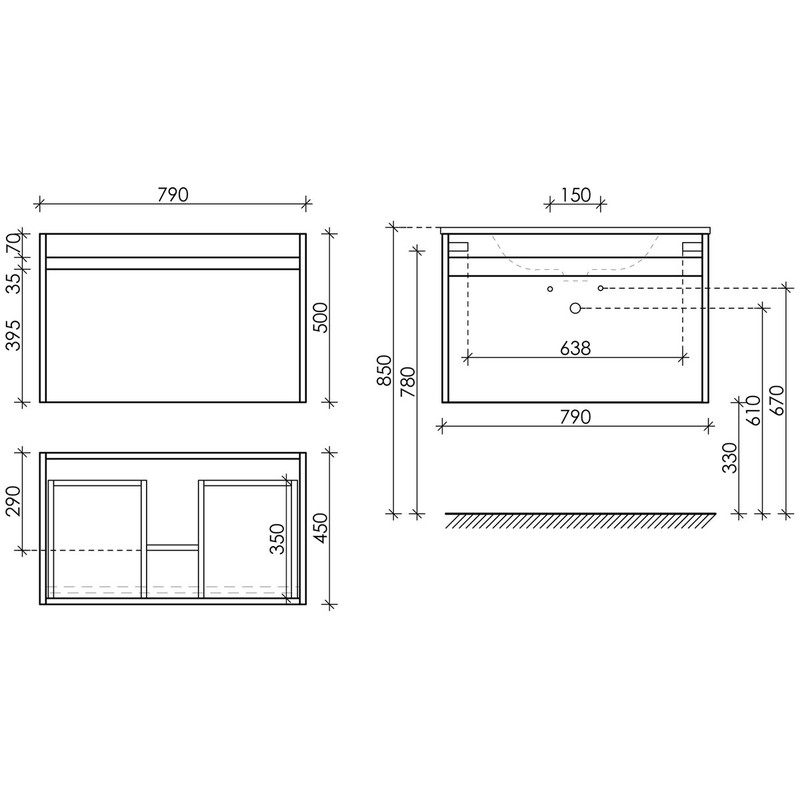 Тумба подвесная SANCOS Smart 790х450х500, c двумя ящиками оснащенными доводчиками, белый Глянцевый , арт. SM80W