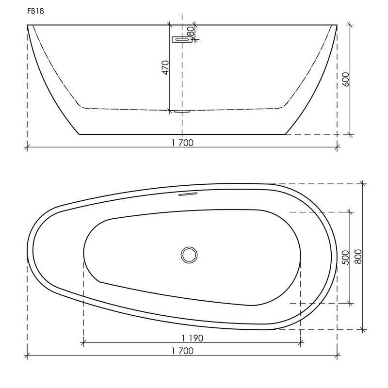 Акриловая ванна Sancos Avocado FB18 170x80 см, отдельностоящая, белая, овальная, с каркасом, со сливом-переливом