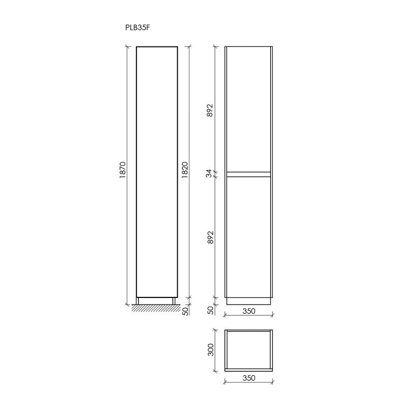 Шкаф-пенал SANCOS Libra Floor напольный, дуб чарльстон, 350х300х1870мм,  арт. PLB35FECH