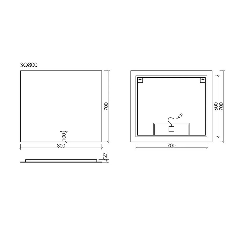 Зеркало для ванной комнаты SANCOS SQUARE 800х700 с подсветкой, арт. SQ800