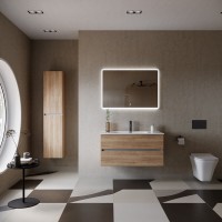 Тумба под раковину Sancos Urban 100, подвесная, дуб галифакс натуральный, UR100EG