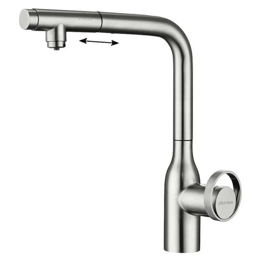 Смеситель Paulmark Urban Ur213104-BS для кухонной мойки, с подключением к фильтру, брашированная сталь