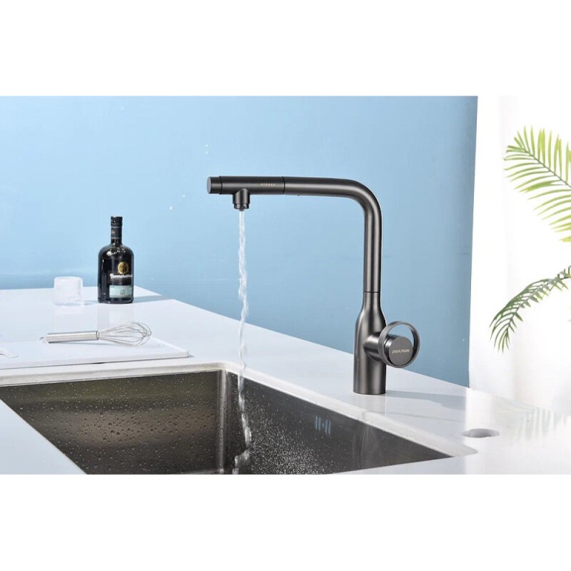 Смеситель Paulmark Urban Ur213104-BS для кухонной мойки, с подключением к фильтру, брашированная сталь