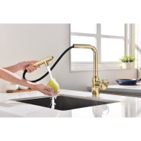 Смеситель Paulmark Urban Ur213104-G для кухонной мойки, с подключением к фильтру, цвет золото