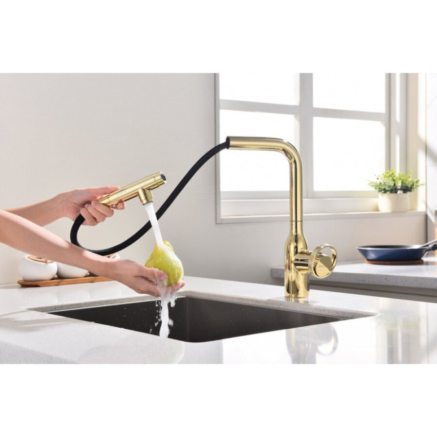 Смеситель Paulmark Urban Ur213104-G для кухонной мойки, с подключением к фильтру, цвет золото