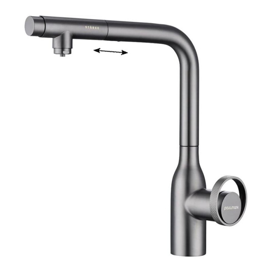 Смеситель Paulmark Urban Ur213104-GM для кухонной мойки, с подключением к фильтру, вороненая сталь