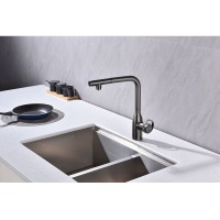 Смеситель Paulmark Urban Ur213104-GM для кухонной мойки, с подключением к фильтру, вороненая сталь