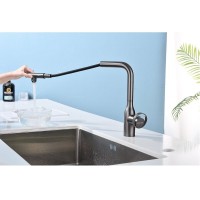Смеситель Paulmark Urban Ur213104-GM для кухонной мойки, с подключением к фильтру, вороненая сталь