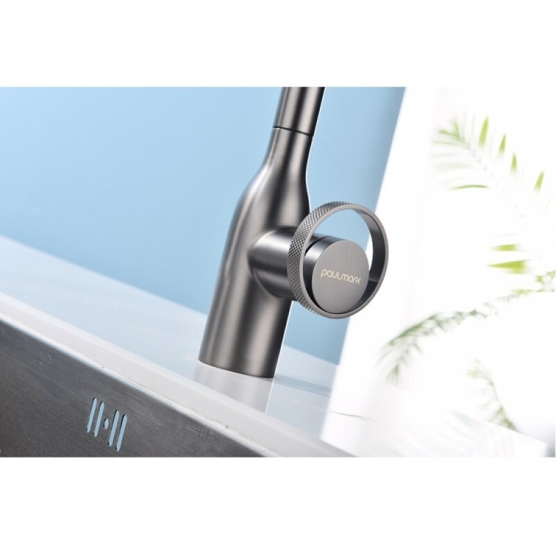 Смеситель Paulmark Urban Ur213104-GM для кухонной мойки, с подключением к фильтру, вороненая сталь