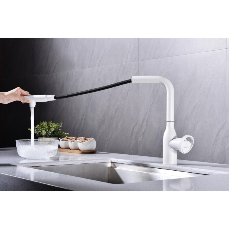 Смеситель Paulmark Urban Ur213104-WH для кухонной мойки, с подключением к фильтру, белый матовый