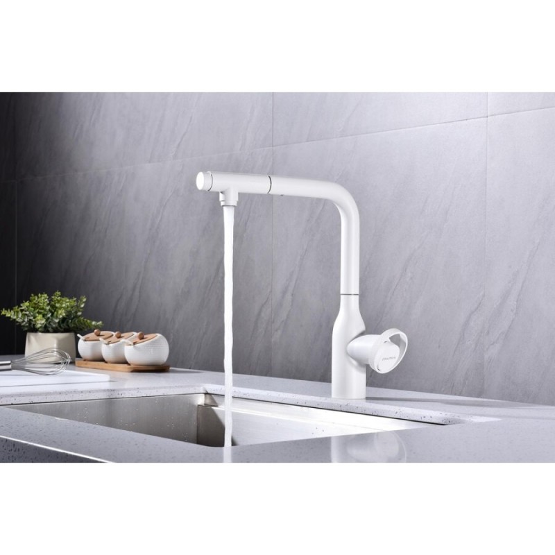 Смеситель Paulmark Urban Ur213104-WH для кухонной мойки, с подключением к фильтру, белый матовый