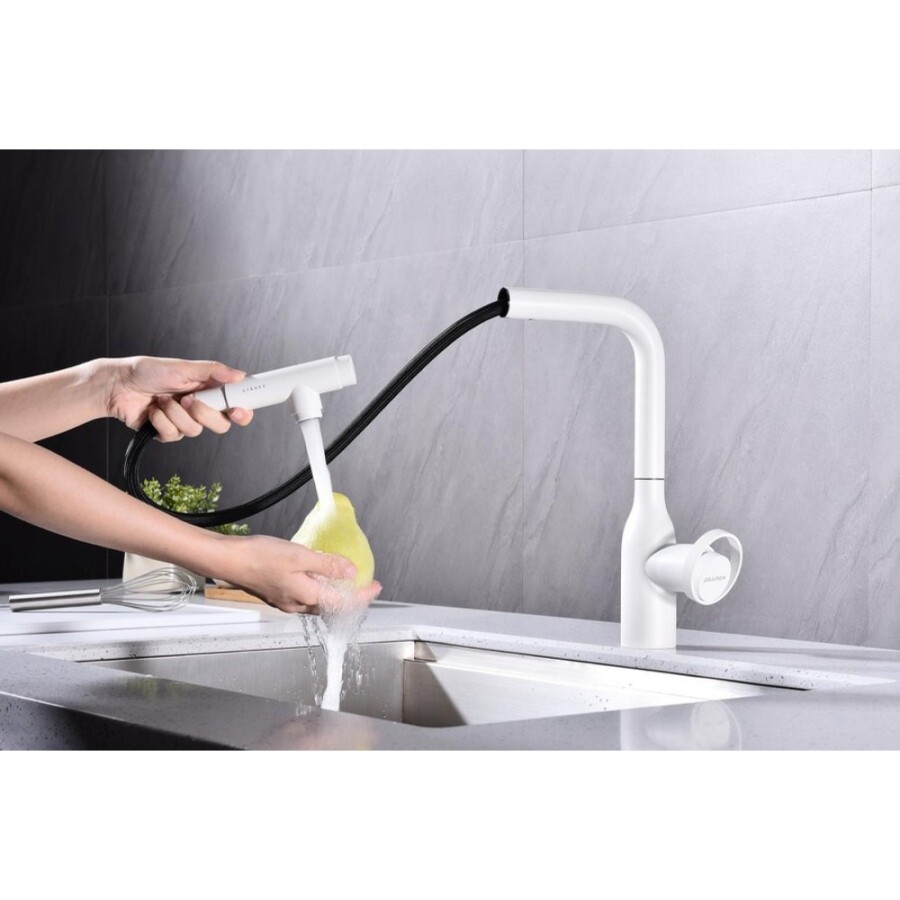Смеситель Paulmark Urban Ur213104-WH для кухонной мойки, с подключением к фильтру, белый матовый