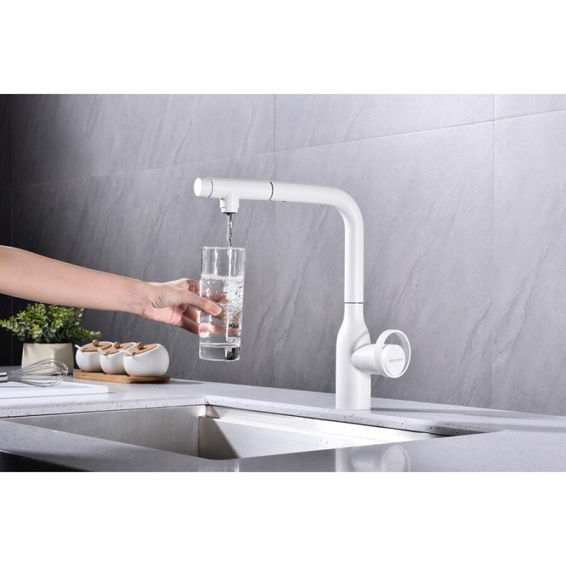 Смеситель Paulmark Urban Ur213104-WH для кухонной мойки, с подключением к фильтру, белый матовый