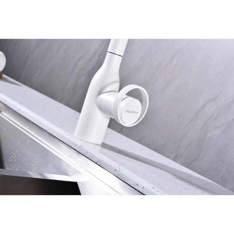 Смеситель Paulmark Urban Ur213104-WH для кухонной мойки, с подключением к фильтру, белый матовый