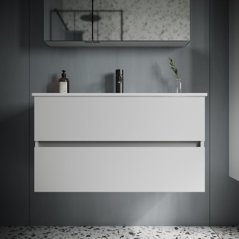 Тумба под раковину Sancos Urban UR90W 90, подвесная, белый глянец