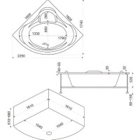 Акриловая ванна Bas Мега 160x160 В 00024, в комплекте с ножками и каркасом, белый