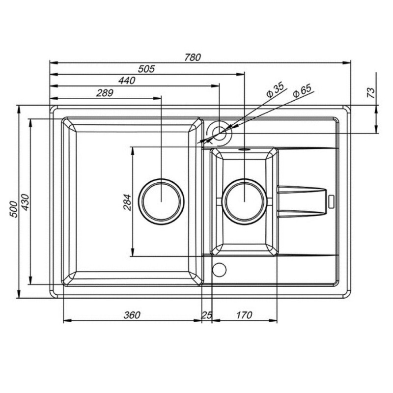 Кухонная мойка Iddis Vane G V16B785i87 78 x 50 x 22.7 см, Granucryl