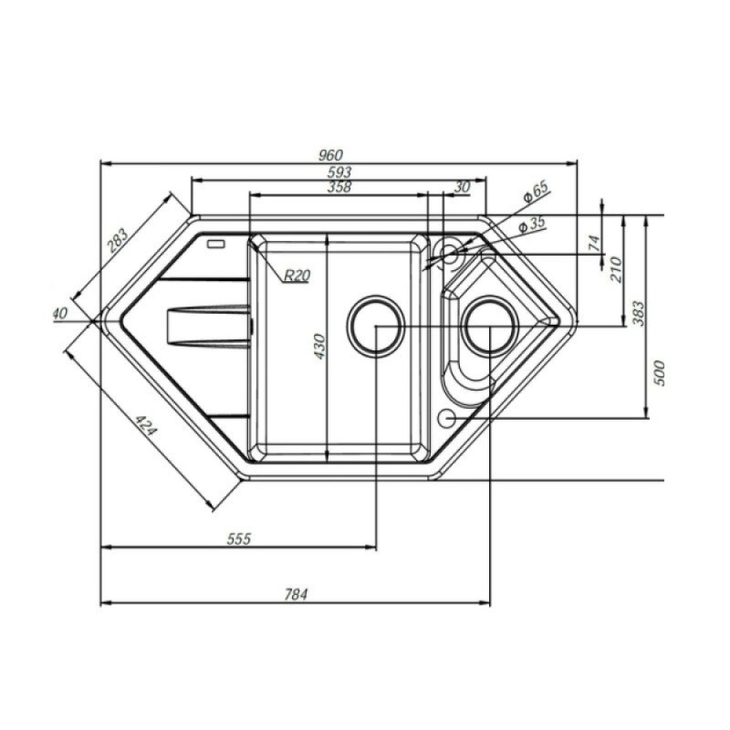 Кухонная мойка Iddis Vane G V28P965i87, 96 см, искусственный камень, цвет песок
