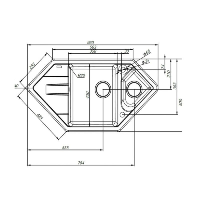 Кухонная мойка Iddis Vane G V36C965i87, 96 см, искусственный камень, цвет шоколад