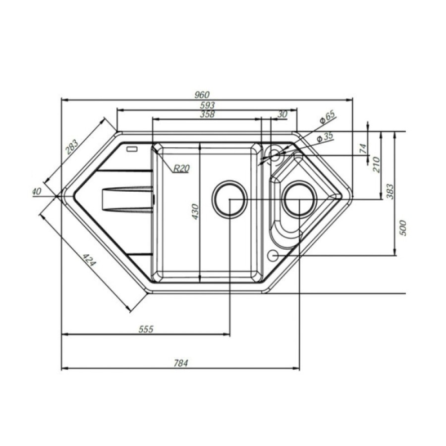 Кухонная мойка Iddis Vane G V36C965i87, 96 см, искусственный камень, цвет шоколад