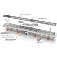 Дренажный канал Veconi MCH Klasik/Floor Black, 65 см, с решёткой из нержавеющей стали, V650KB
