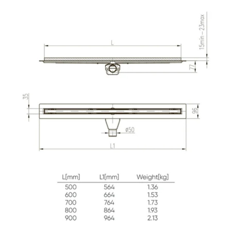 Дренажный канал Veconi Slim Line V800SL, 80 см, цвет хром матовый