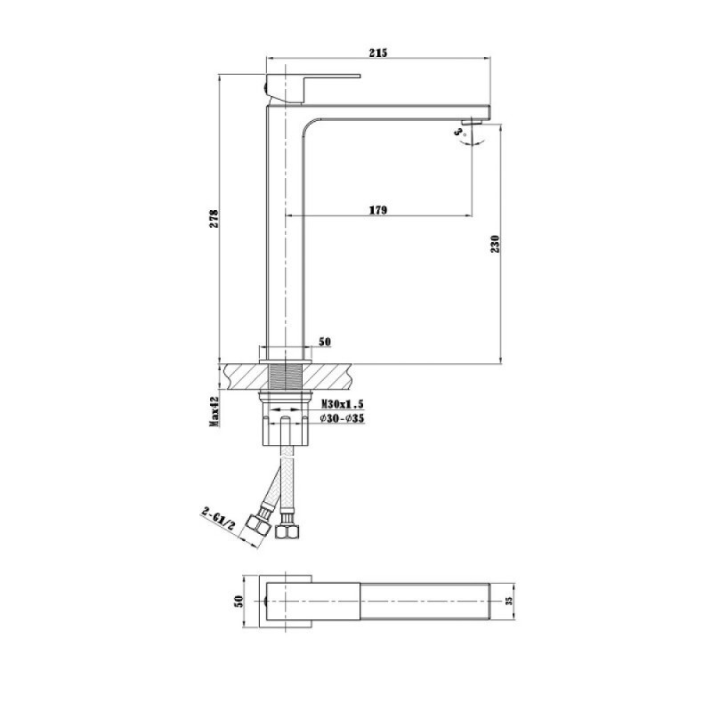 Смеситель Vincea Cube VBF-1C02CH для раковины, цвет хром