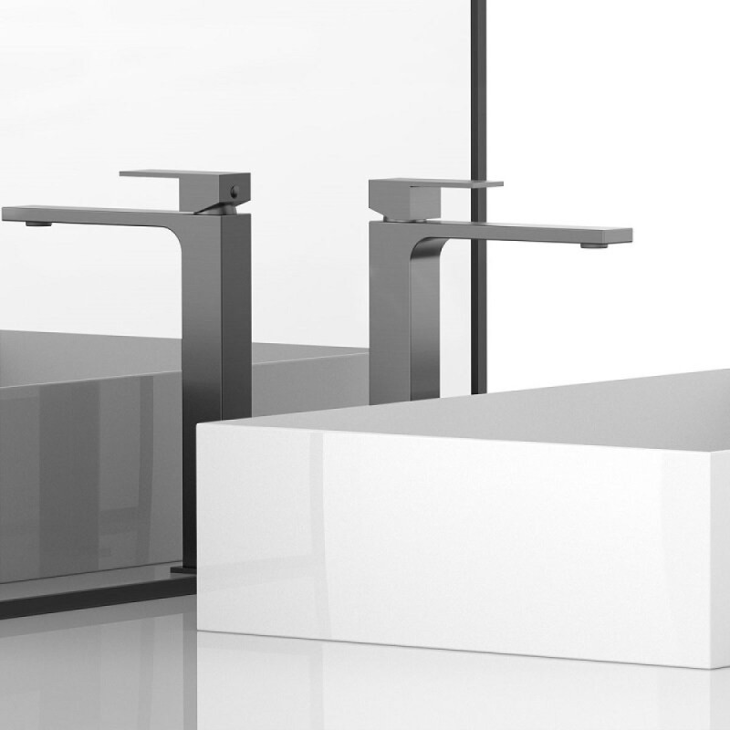 Смеситель Vincea Cube VBF-1C02GM для раковины, воронёная сталь, gunmetal