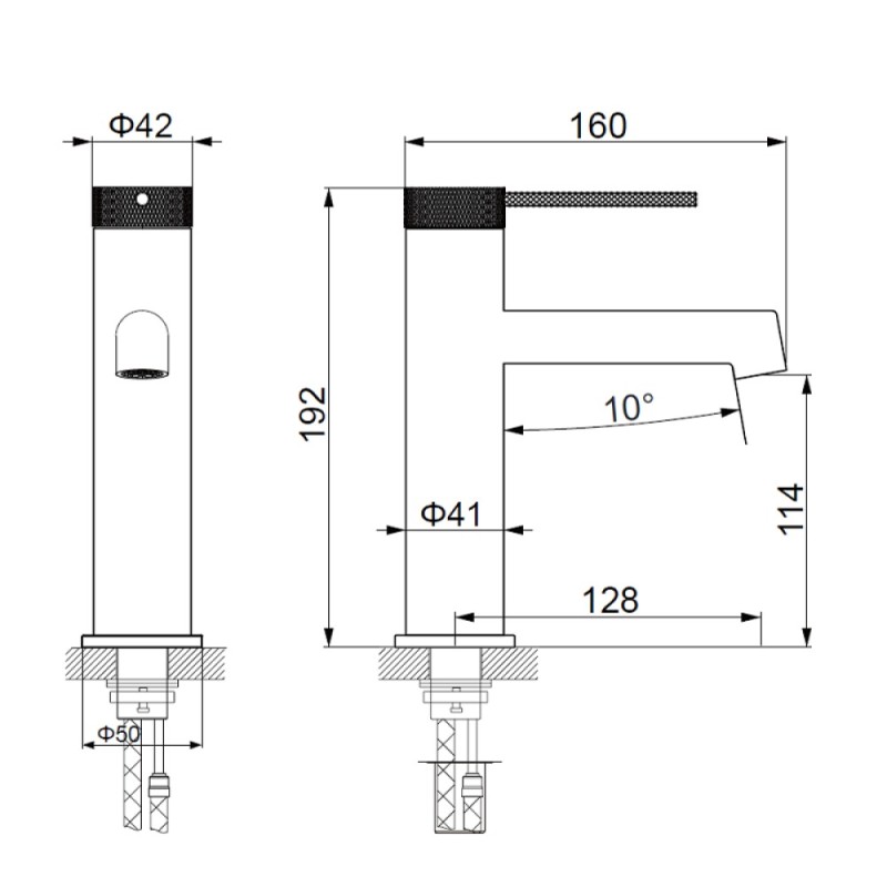 Смеситель Vincea Rim VBF-2RM1GM, для раковины, вороненая сталь