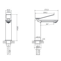 Смеситель Vincea Verse VBF-2VE1CH, для раковины, хром