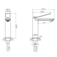Смеситель Vincea Verse VBF-2VE1MB, для раковины, черный матовый