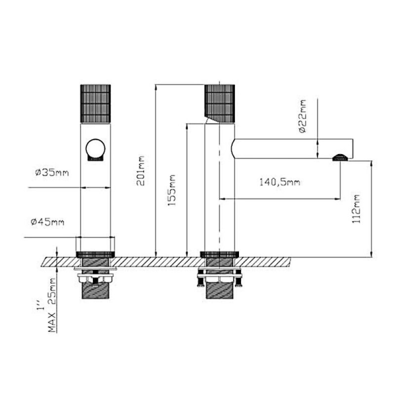 Смеситель Vincea Groove VBF-4G1GM для раковины, воронёная сталь, gunmetal