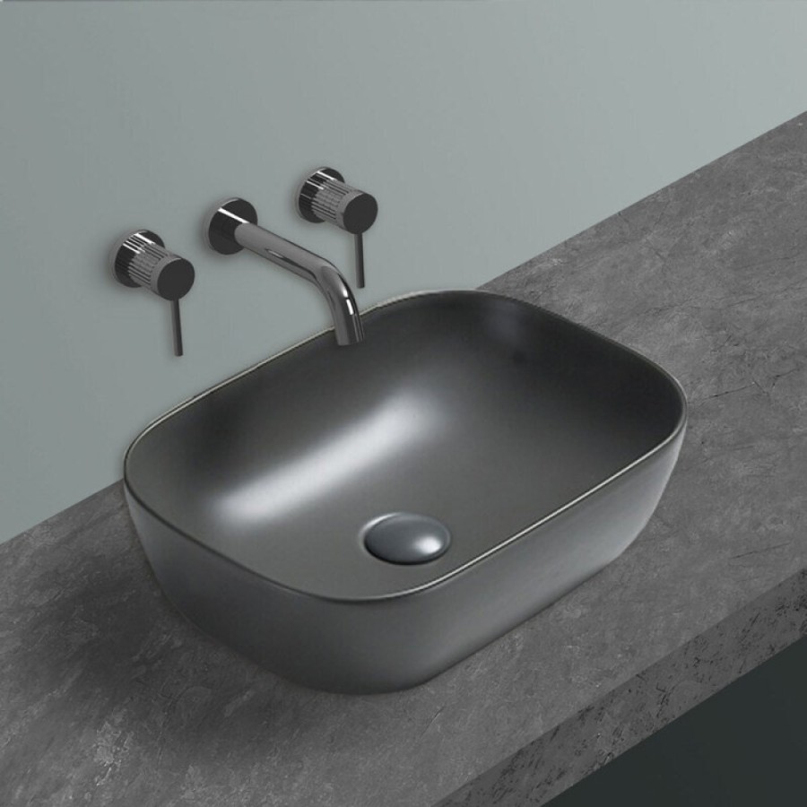 Раковина Vincea, 45 х 33 см, накладная, цвет антрацит матовый, VBS-102MA