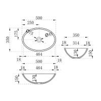 Раковина Vincea, 50 х 35 см, накладная, прозрачная, цвет черный, VBS-6T11B