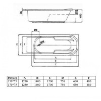 Ванна акриловая Vincea VBT-2A170-FR, 170 x 75 см, белая