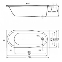 Ванна акриловая Vincea VBT-2B170, 170 x 70 см, без опоры, белый