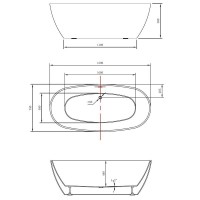 Ванна акриловая Vincea VBT-405-1500, 150 x 75 см, щелевой перелив, цвет белый