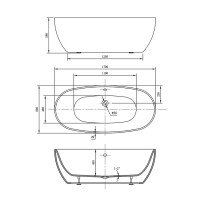 Ванна акриловая Vincea VBT-405-1700, 170 x 80 см, щелевой перелив