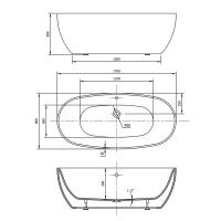 Ванна акриловая Vincea 170 x 80 см, слив-перелив в комплекте, белый матовый, VBT-405-1700MW